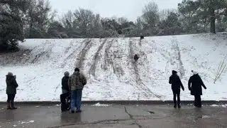Sledders find a way to enjoy the snow in North Augusta