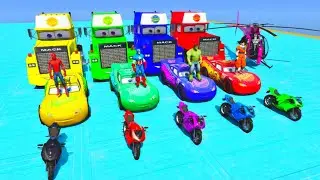 GTA V Mods Epic Ultimate Stunt Challenge SPIDER-MAN With Super Cars &  Mcqueen Disney Cars