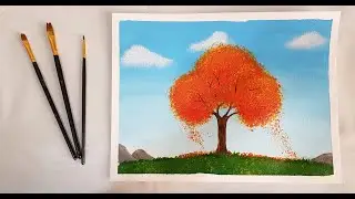Easy acrylic painting | Tutorial di pittura facile | Easy landscape | Tutorial painting #satisfying