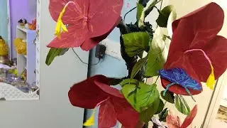 Flower pot and hibiscus flower fancy dress costume/best of waste material and eco friendly fancy 