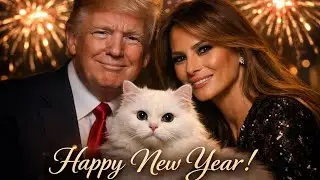 Новый год ощущается лично &mdash; Трамп, Мелания и их кот молча празднуют Новый год.