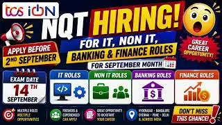 TCS iON NQT Hiring 2026 | IT, Non-IT, Banking & Finance |Apply Before Sept 2 |Exam Sept 14 #freshers