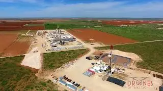 Drone view of West Texas oil field / Permian Basin
