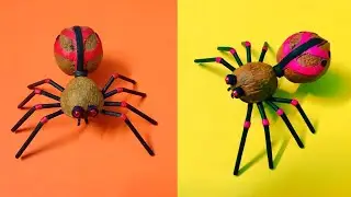 How to make walnut shell spider | walnut craft | walnut toy