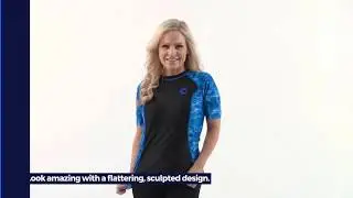 Women's Big Wave Rash Guard Surf Swim Shirt by Aqua Design