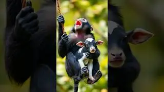 Brave Monkey's Cliffside Rescue! #pet #animalrescue #humanity #cow #rescue #shorts