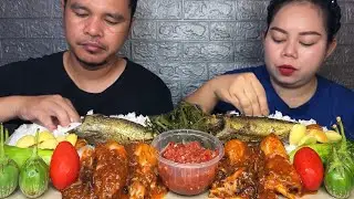 Cumi asam manis, ikan bandeng tongkol sambal terasi,rebusan kangkung jengkol muda,lalaban Mukbang
