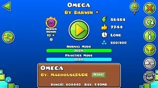 Geometry Dash Demon #187: Omega by Darwin (EPIC medium demon)