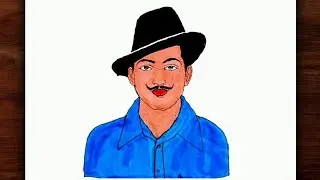 Shahid Bhagat Singh Drawing with DOMS Colours | Easy Freedom Fighter Drawing Tutorial 