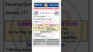 Indian Bank Specialist Officer Bharti 2025 notification out! Job Mitra