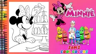 Coloring Minnie Mouse Bows | Minnie Mouse Disney Coloring Book Page | Crayons