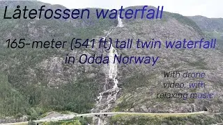 Låtefossen is a 165-meter (541 ft) tall twin waterfall in Odda, Norway