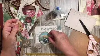 Assorted cards collaged with scraps - minichallengeinthechallenge #3 - Junk Journal embellishments
