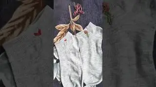 Flower Heart embroidery on socks &hearts;️🌹 #embroidery #hoopart #youtubeshorts