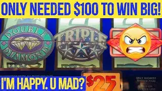 $100 SHOTS on $25 Slots! 🤯 HUGE WIN in Only 4 Rolls! | Double Top Dollar 😡SHOCKER😡!