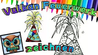 Wie malt man ein Vulkan Feuerwerk ❄️  einfach zeichnen f&uuml;r Kinder