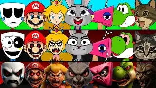 Incredibox Sprunki OC Phase 1 to Phase 3 Judy Hopps, Mario, Princess Peach, OO EE AA Spinning Cat
