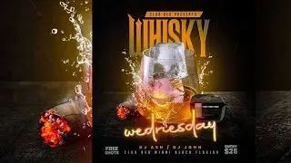 Learn how to make Whisky Wednesday Party Flyer | Creative Design | Easy Steps | FREE PSD !!