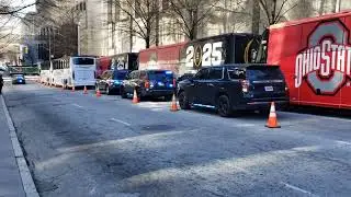 Busses Outside of the Ohio State hotel in Atlanta before the CFP Champhionship Game on 1/20/25