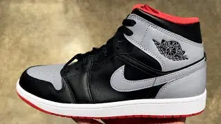 Air Jordan 1 Mid Black Cement Grey Red Shoes