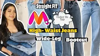 Myntra High Waist Jeans Haul *Under Rs 799*|Bootcut, Straight & Wide Leg Jeans Haul 2026| Renigraphy