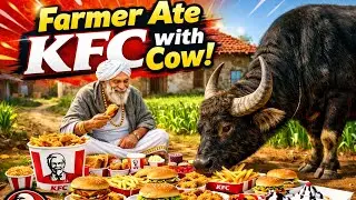Farmer ate kfc with cow /kfc feast must watch #shortfeed #shortsvideo #shorts #story #ai #aistory 