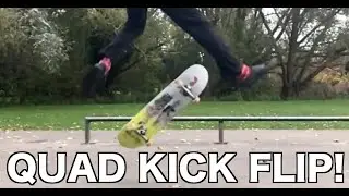 Quad Kick Flip FLAT!