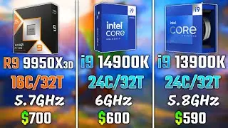 RYZEN 9 9900X3D vs INTEL i9-14900K vs INTEL i9-13900K | Test in 6 Games