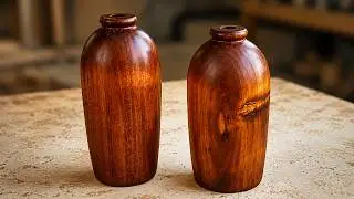 One Block of Wood Becomes TWO Matching Vases (Oddly Satisfying) | @Mr_carpenter_wood