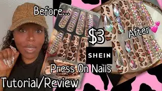 Watch me bling out and apply these $3 shein nails | nail tutorial | how to apply press on nails