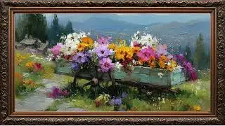 Frame Tv Art 4K | OIL PAINTING SPRING WILDFLOWERS | Gold Frame tv | Gold Framed TV Art Screensaver