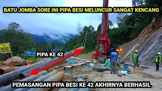 Batu Jomba Sore Ini Pipa Besi Meluncur Sangat Kencang || Pemasangan Pipa Ke 43 Akhirnya Berhasil