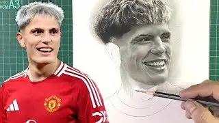 Portrait drawing with graphite pencil Alejandro Garnacho Manchester United