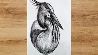 How to Draw a Realistic Heron with a Pencil | Birds Sketch Step by Step