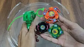 Beyblade Trygle Galeon and draciel Metal ball defenser with special launcher unboxing