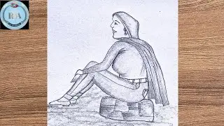 How to Draw Girl Sitting -Drawing / Easy pencil drawing for beginners /  Simple Drawing Girl 