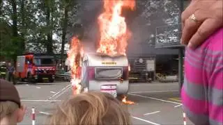 ***200ste video*** Demonstratie Caravanbrand bij open dag Brandweer Groningen-Stad