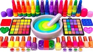 ASMR Slime Video 🌈 DIY Rainbow Slime with Makeup, Eyeshadow, Skincare, and Glitter