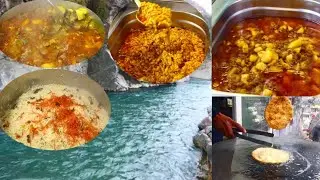 Street Food Bahrain | Swat Valley Famous ALOO GOSHT , LOBIA & Daal | Food Challenge Pakistan