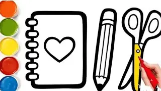 Cute Book Pencil Scissor Drawing Painting Coloring For kids And Toddlers Easy Kids Arts 