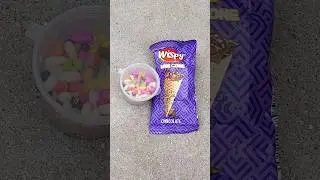 mini chocolate 🍫 wispy cone🍦 unboxing & colorful 🎉bites fun😋#shorts#chocolate#cone