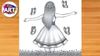 How to draw a cute girl with Butterflies-pencil sketch//Easy drawing video for Beginners।।