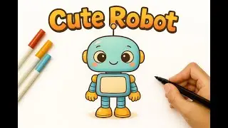 How to Draw a Cute Robot 🎨 | Easy Step-by-Step Drawing 🤖🦿🔧💙
