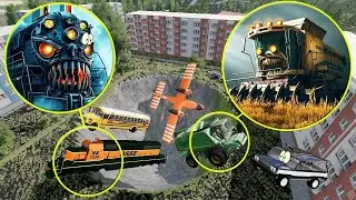 НАШ ДРОН НАШЁЛ КОРАБЛИ, ПОЕЗДА, КОМБАЙНЫ И АВТОБУСЫ ПОЖИРАТЕЛИ! Train Eater. Страшилки с машинами.