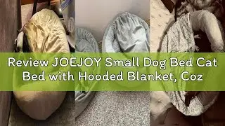 Review JOEJOY Small Dog Bed Cat Bed with Hooded Blanket, Cozy Cuddler Luxury Puppy Pet Bed, Donut Ro