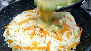 Cabbage with eggs tastes better than meat in this way! Simple & delicious breakfast recipe