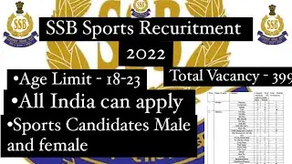 SSB Sports Quota Bharti 2022/ SSB Sports Recuritment 2022 Pffical Notification Hurry up see