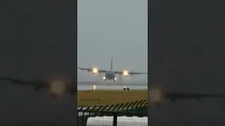 C-130 Hercules Portuguese Air Force Landing in Bad Weather at Lajes #shorts