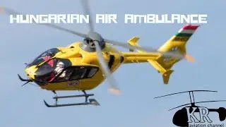 Air Ambulance helicopter landing - Eurocopter EC-135 at P&eacute;cs hospital