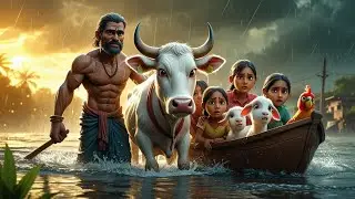 😭 HEARTBREAKING FLOOD Story | Farmer,Parrot & Cow&rsquo;s Brave Rescue| #ai #shorts #farmerstruggle #viral